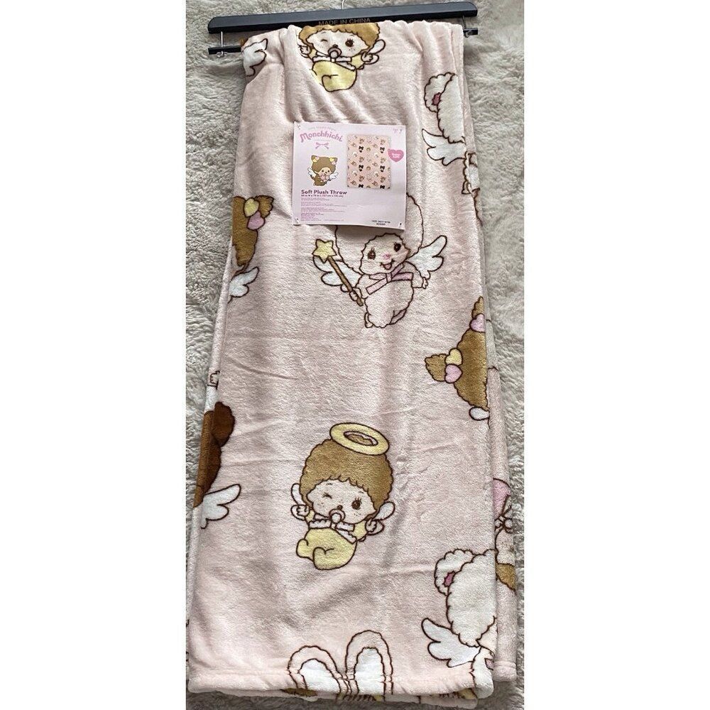 Monchhichi Love Happy Angel Pink Soft Plush‎ Throw Blanket 50”x70” VIRAL NEW